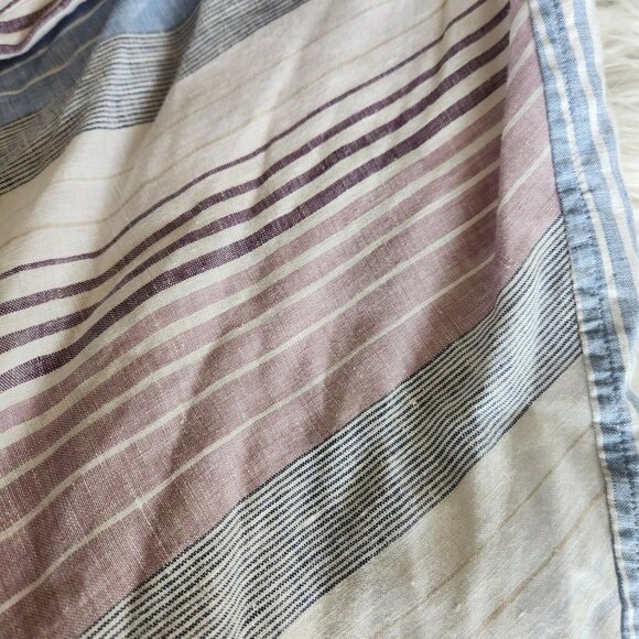 Chico’s 100% Linen Tunic Top Dress Women Size 2 L 12  No Iron‎ Stripe Cuffed - Picture 9 of 15